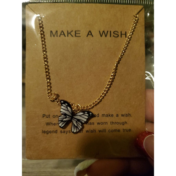 Unbranded Jewelry - Women's Butterfly Necklace Gold Black & White